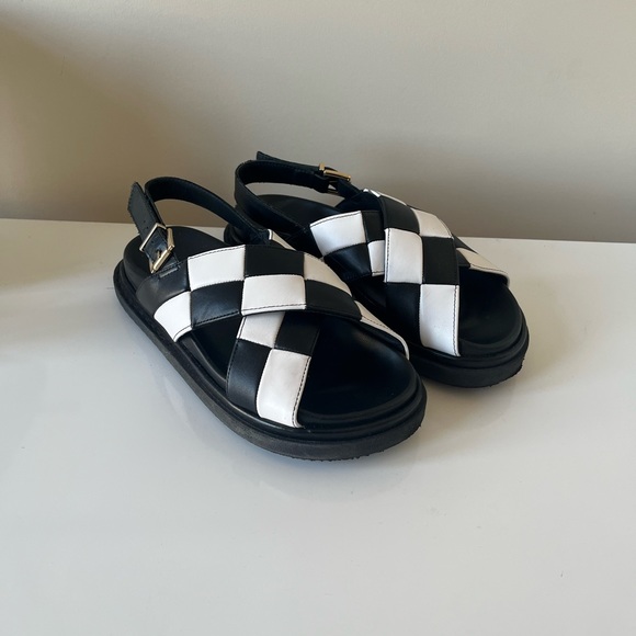 ALOHAS MARSHMALLOW SCACCHI LEATHER CHECKERED SANDALS BLACK & WHITE | 38 7 - 7.5 - Picture 3 of 3
